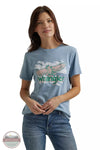 Wrangler 112344175 Retro Soaring Eagle Regular Fit T-Shirt in Ashley Blue Heather Front View 2
