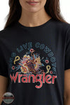Wrangler 112344187 Long Live Cowboys Regular Fit T-Shirt in Jet Black Detail View