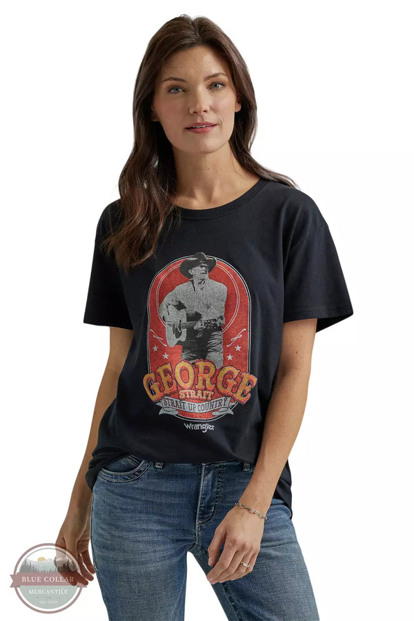 Wrangler 112344203 George Strait Graphic Boyfriend Fit T-Shirt in Jet Black Front View 2