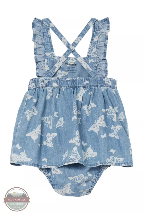Wrangler 112344335 Infant and Toddler Denim Butterfly Dress with Diaper Cover Back View