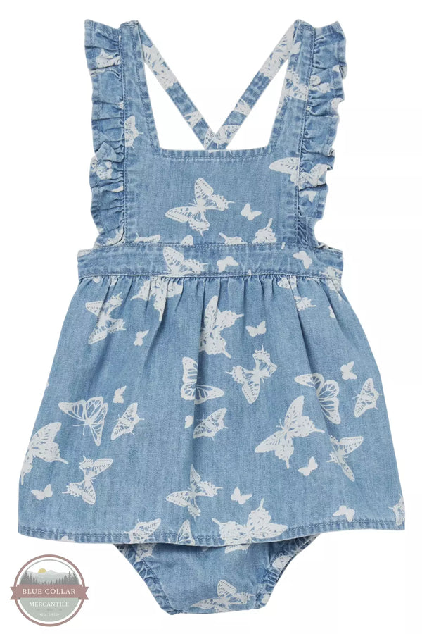 Wrangler 112344335 Infant and Toddler Denim Butterfly Dress with Diaper Cover Front View