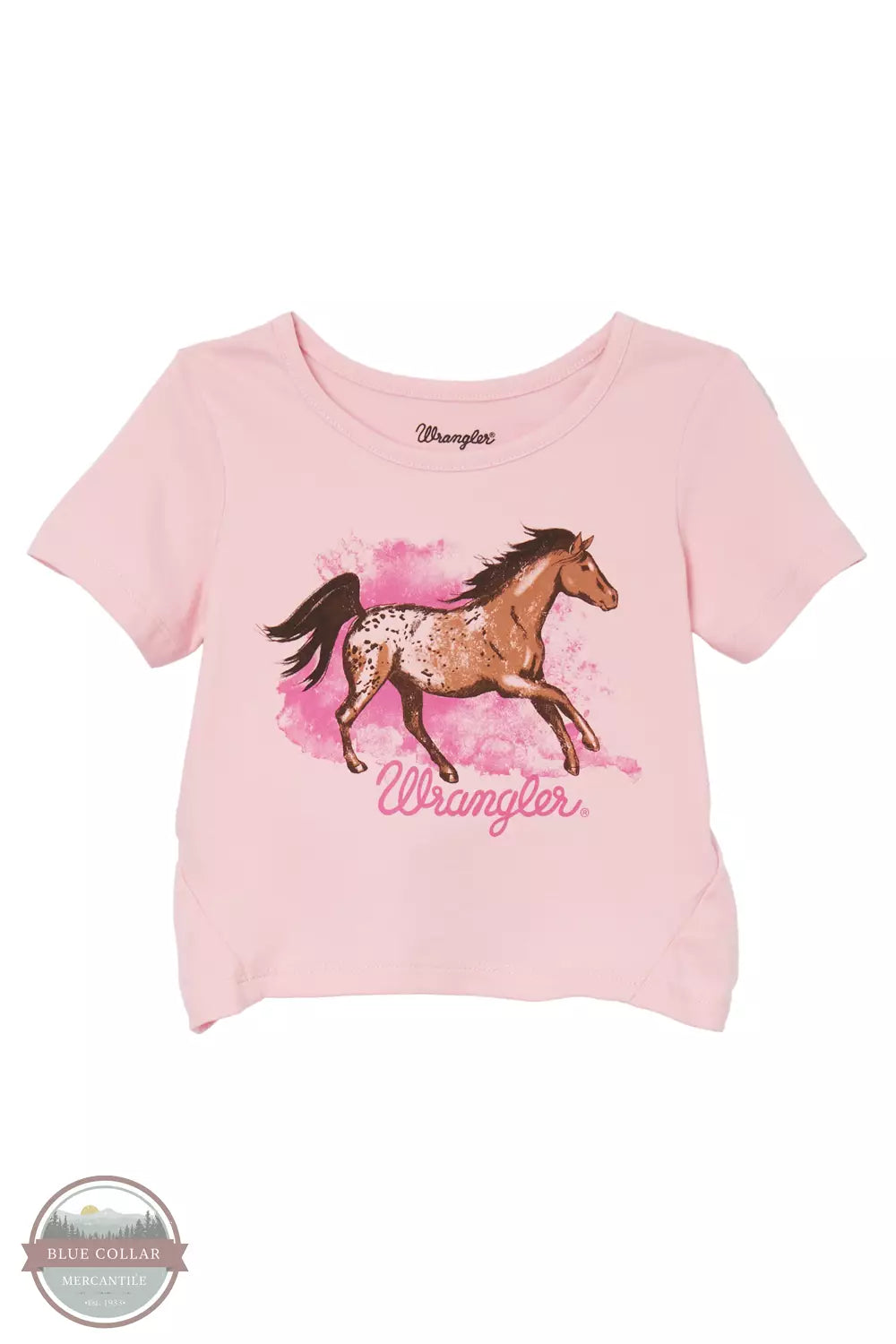 Wrangler 112344360 Running Horse Short Sleeve T-Shirt in Pink Front View