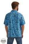 Wrangler 112344429 Coconut Cowboy Short Sleeve Snap Camp Shirt in Blue Tropics Back View