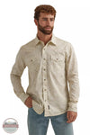 Wrangler 112344556 Retro Premium Long Sleeve Snap Shirt in Off White Print Front View