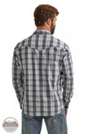 Wrangler 112344562 Retro Premium Long Sleeve Snap Shirt in Stormy Grey Plaid Back View