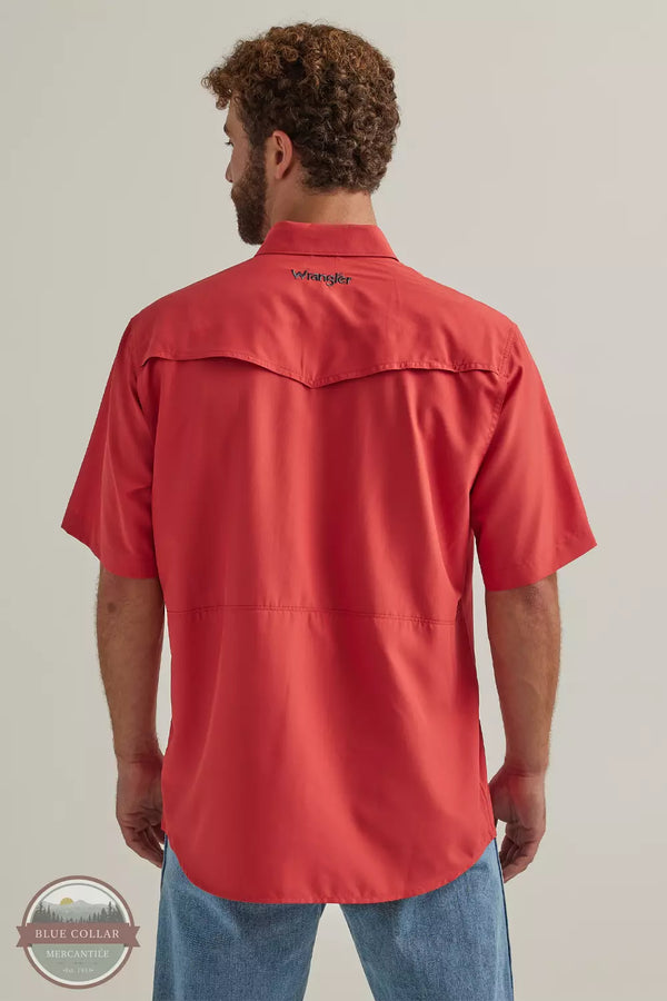 Wrangler 112344571 Performance Snap Shirt in Red Back View