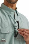 Wrangler 112344572 Performance Snap Shirt in Gray Front Detail View