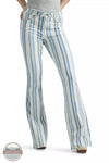 Wrangler 112344590 Retro Bailey Striped High Rise Flare Jeans in Gabby Front View