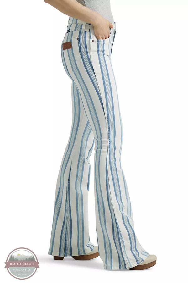 Wrangler 112344590 Retro Bailey Striped High Rise Flare Jeans in Gabby Side View