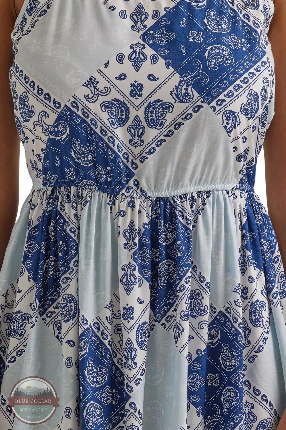 Wrangler 112344648 Bandana Print Dress in Blue Front Detail View