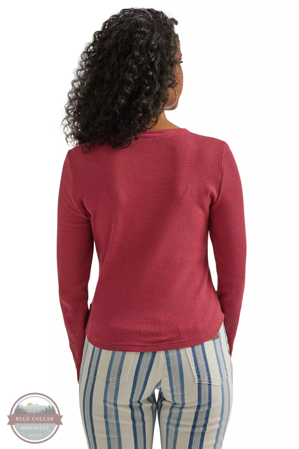 Wrangler 112344653 Embroidered Snap Shirt in Red Back View