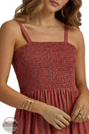 Wrangler 112344670 Smocked Maxi Dress in Paprika Front Detail View
