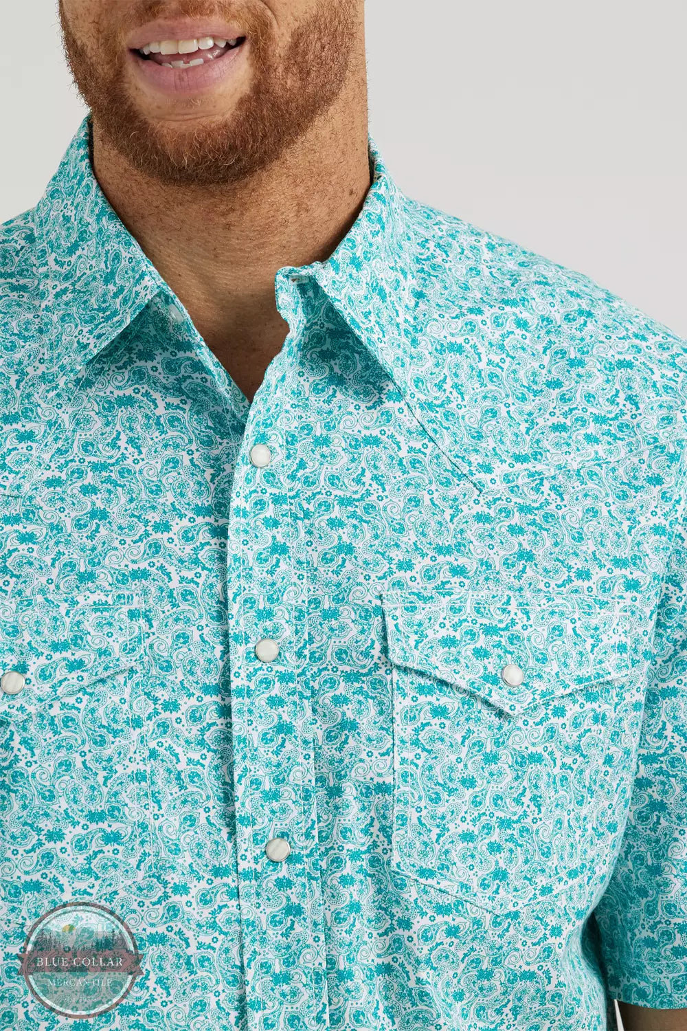 Wrangler 112344692 20X Competition Advanced Comfort Snap Shirt in Pine Paisley Detail View