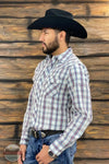 Wrangler 112344819 Long Sleeve Snap Shirt in Blue Plaid Side View