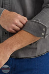 Wrangler 112345071 Vintage-Inspired Long Sleeve Snap Shirt in Fade Black Sleeve Detail View