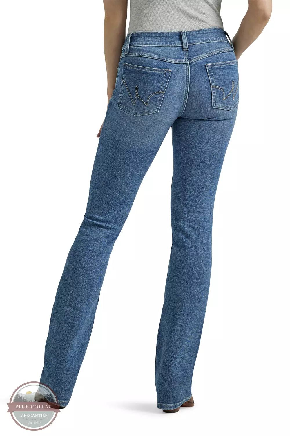 Wrangler 112345824 Essential Mid Rise Bootcut Jeans in Jayne Back View