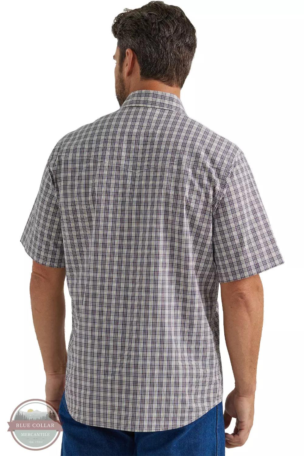 Wrangler 112346249 Brown Plaid Wrinkle Resistant Shirt Back View