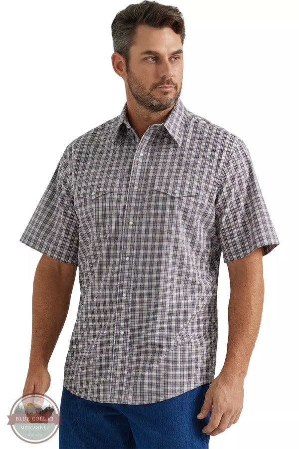 Wrangler 112346249 Brown Plaid Wrinkle Resistant Shirt Front View