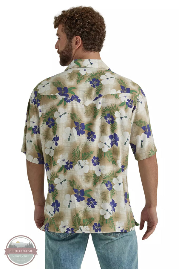 Wrangler 112346491 Hibiscus Print Coconut Cowboy Shirt Back View