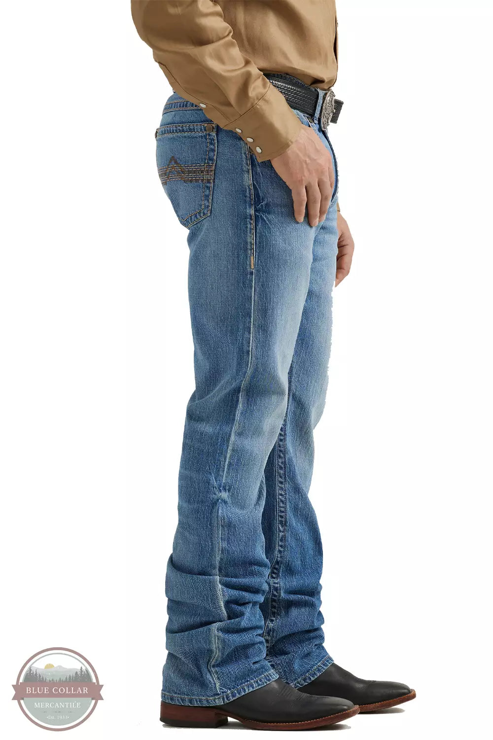 Wrangler 112346920 Rock 47 Slim Fit Bootcut Jeans Side View