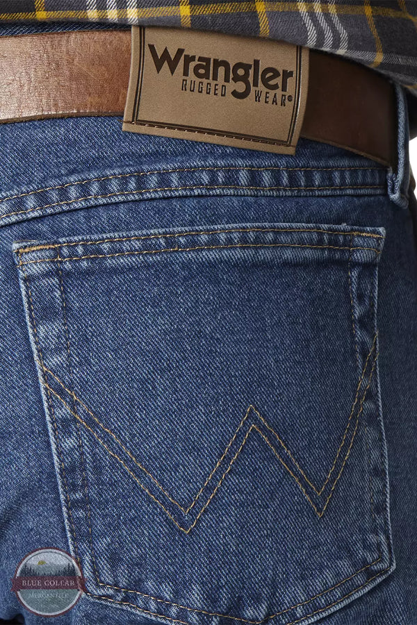 Wrangler 35001AI Rugged Wear® Relaxed Fit Jeans in Antique Indigo Back Detail View