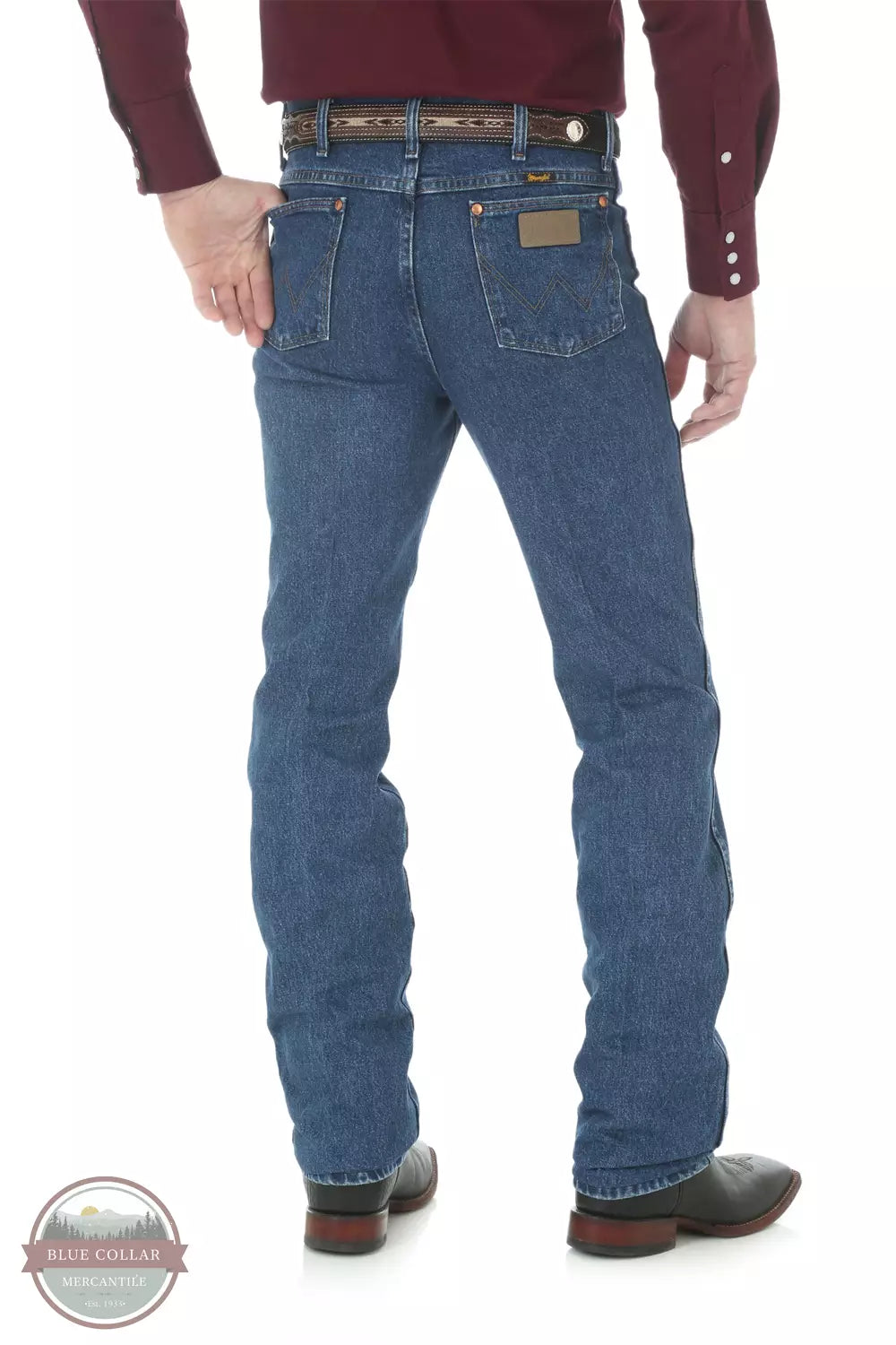 Wrangler 936GBK Cowboy Cut® Slim Fit Jeans in Stonewash Back View