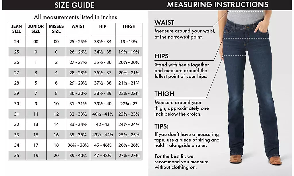 Wrangler 112336740 Retro High Rise Corduroy Trouser Jeans in Brooke Size Chart