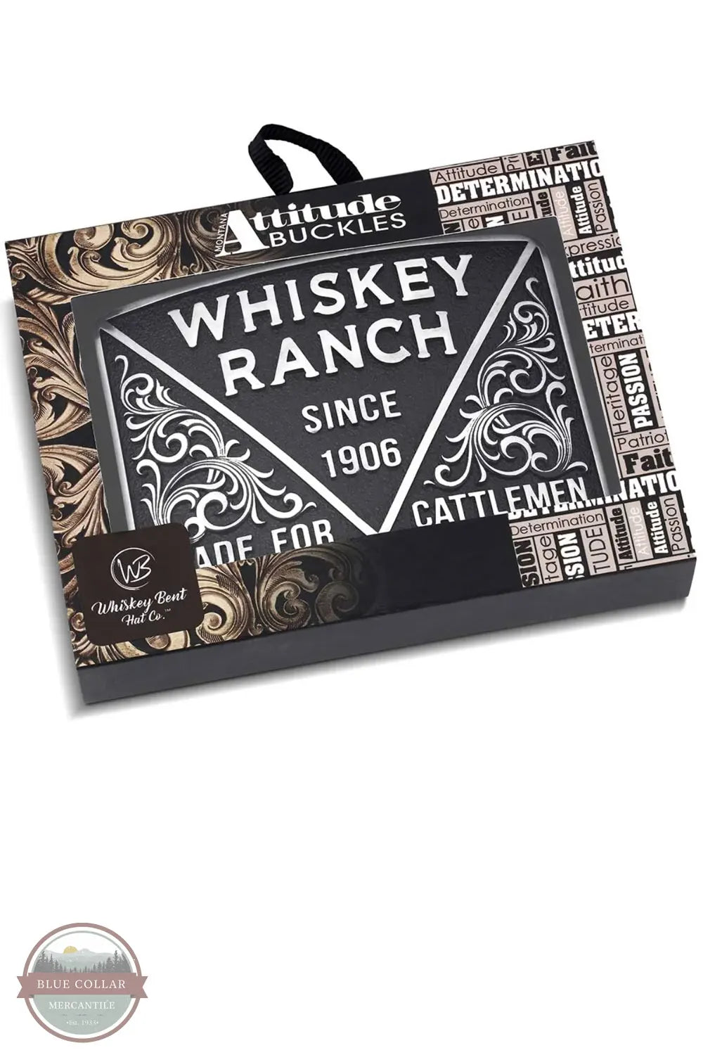 Whiskey Bent Co. A1057WR 1906 Cattlemen Whiskey Bent Buckle in box