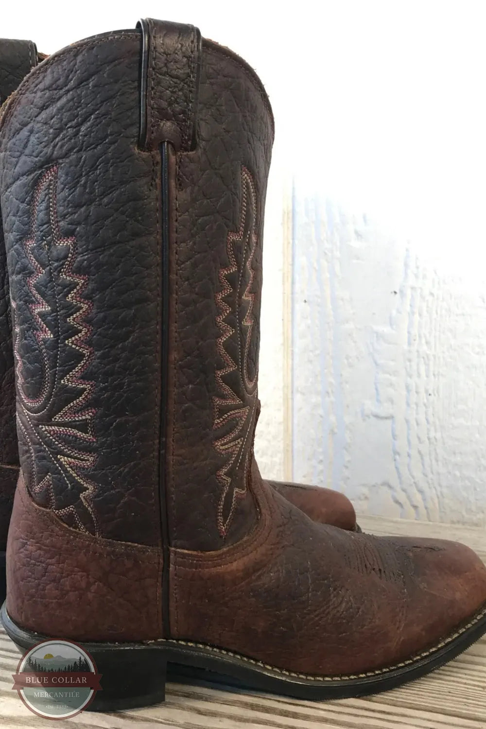 Abilene 9077 Genuine Bison Leather Snip Toe Western Boot back view