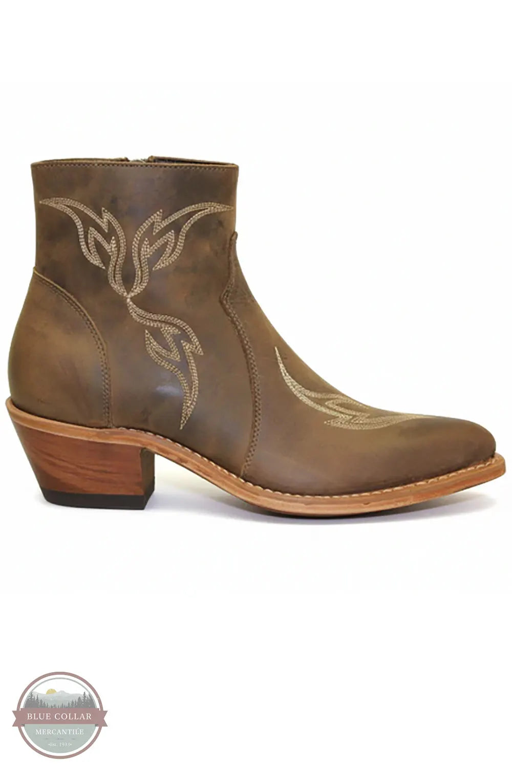 Abilene 9407 Brown Western Stitched Zip Up Ankle Boot