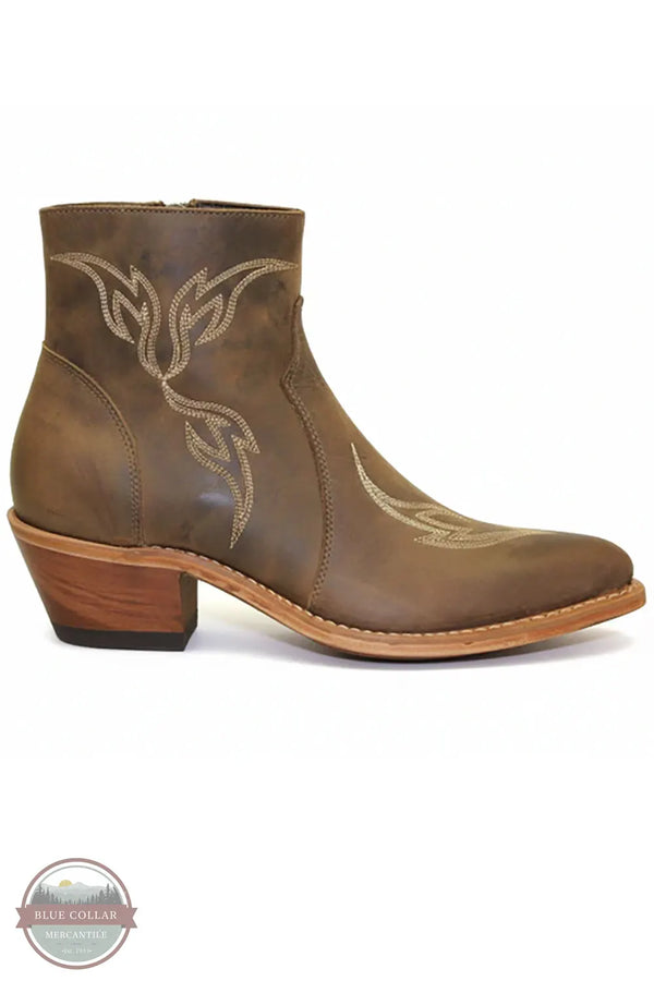 Abilene 9407 Brown Western Stitched Zip Up Ankle Boot