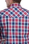 Roper 03-001-0278-3019 MU Men's Amarillo Collection Long Sleeve American Plaid Western Snap Shirt back view