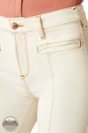 Ariat 10051699 High Rise Larissa Cream &amp; Gold Thread Slim Trouser Jean front pocket image