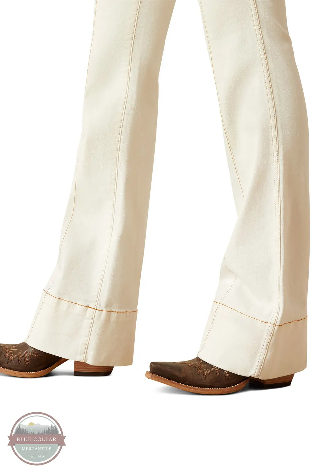 Ariat 10051699 High Rise Larissa Cream & Gold Thread Slim Trouser Jean leg detail image