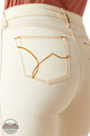 Ariat 10051699 High Rise Larissa Cream &amp; Gold Thread Slim Trouser Jean back pocket image