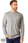 Ariat 10052054 Rebar Long Sleeve Cotton Strong Chainsaw Logo T-Shirt in Heather Grey front model view