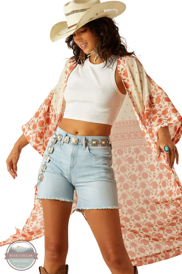 Ariat 10060385 Paige Duster Senora Border Print model twirling