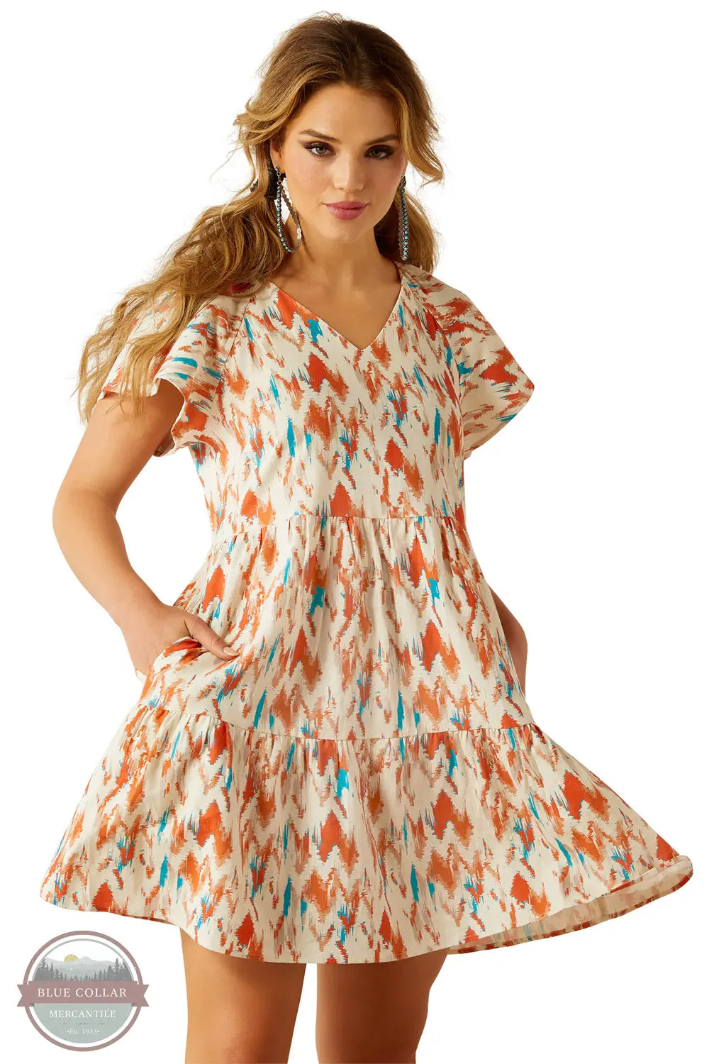 Ariat 10060396 Delilah Short Sleeve Floral Print Dress, front