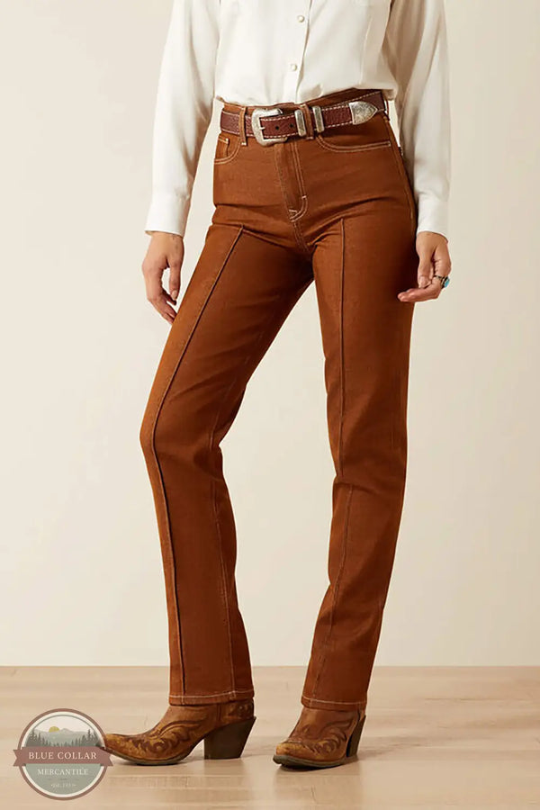 Ariat 10061722 Ultra High Rise Relaxed Straight Jeans in Brown, front