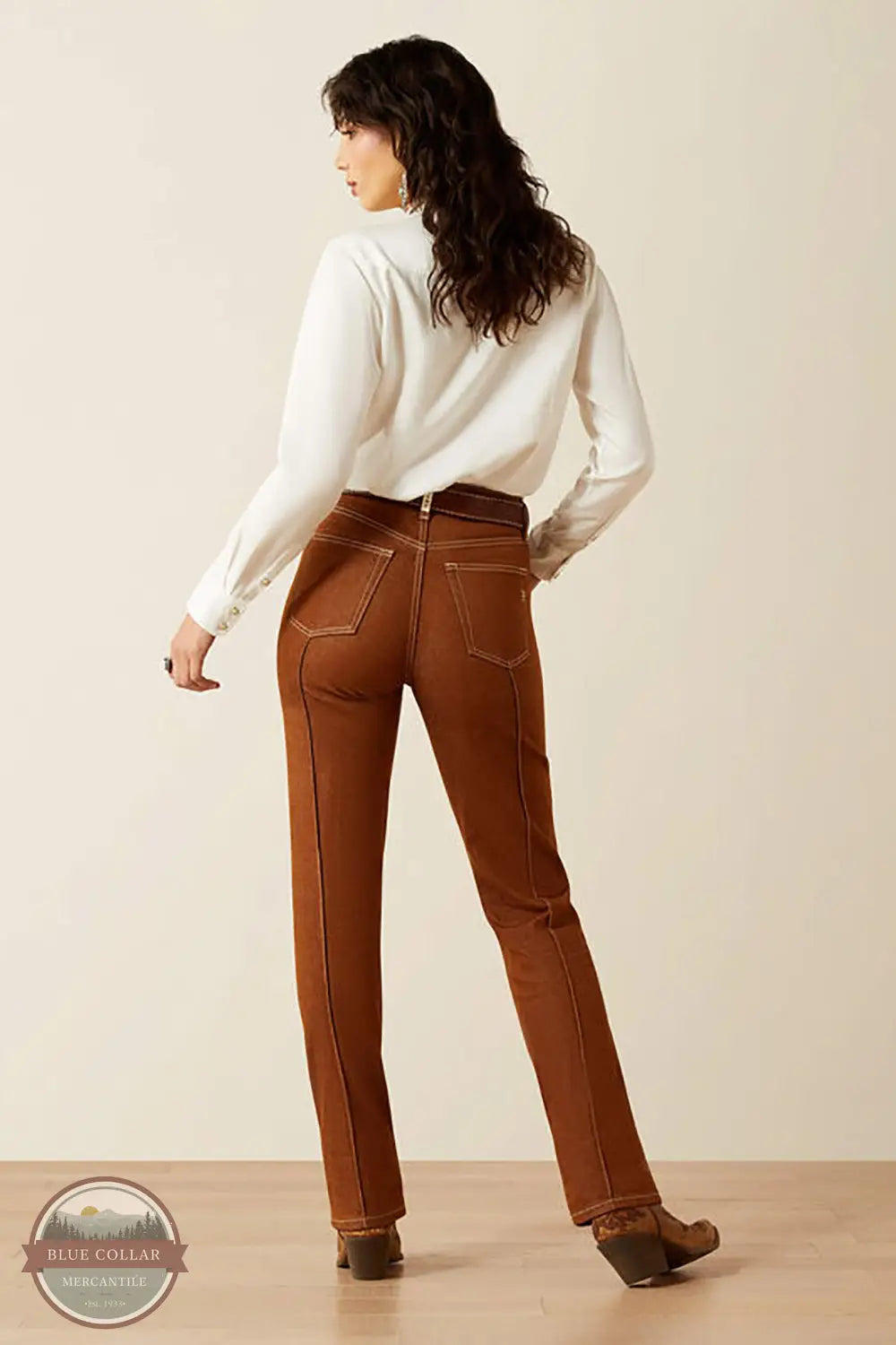 Ariat 10061722 Ultra High Rise Relaxed Straight Jeans in Brown, rear