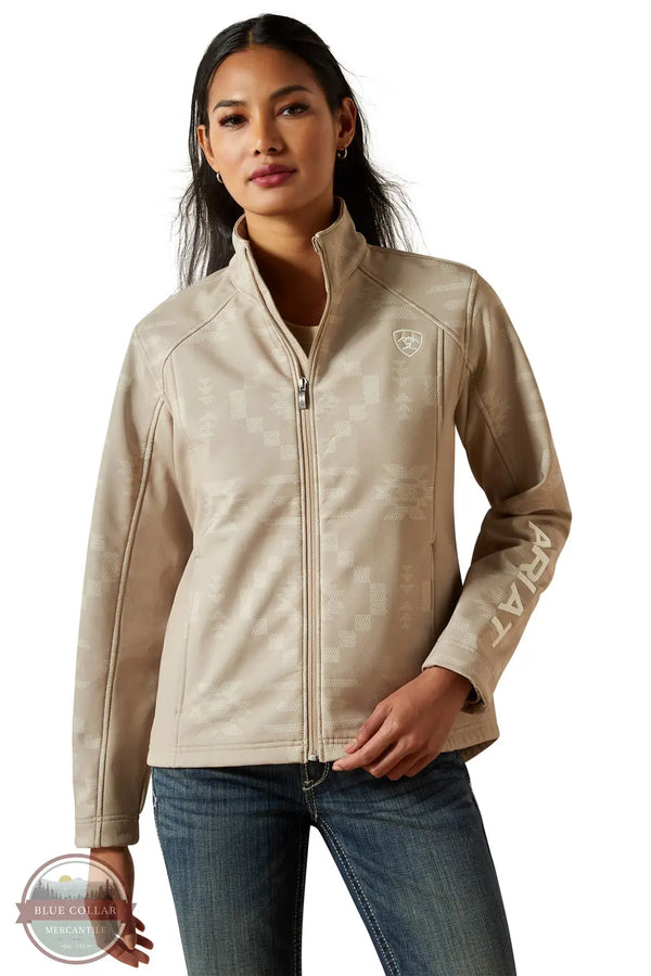 Ariat 10062212 Logo Softshell Print Jacket in Tan, front