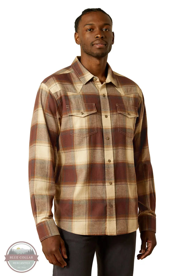 Ariat 10062221 Hudson Retro Plaid Long Sleeve Shirt in Brown, front