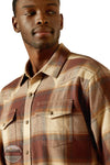Ariat 10062221 Hudson Retro Plaid Long Sleeve Shirt in Brown, chest pocket