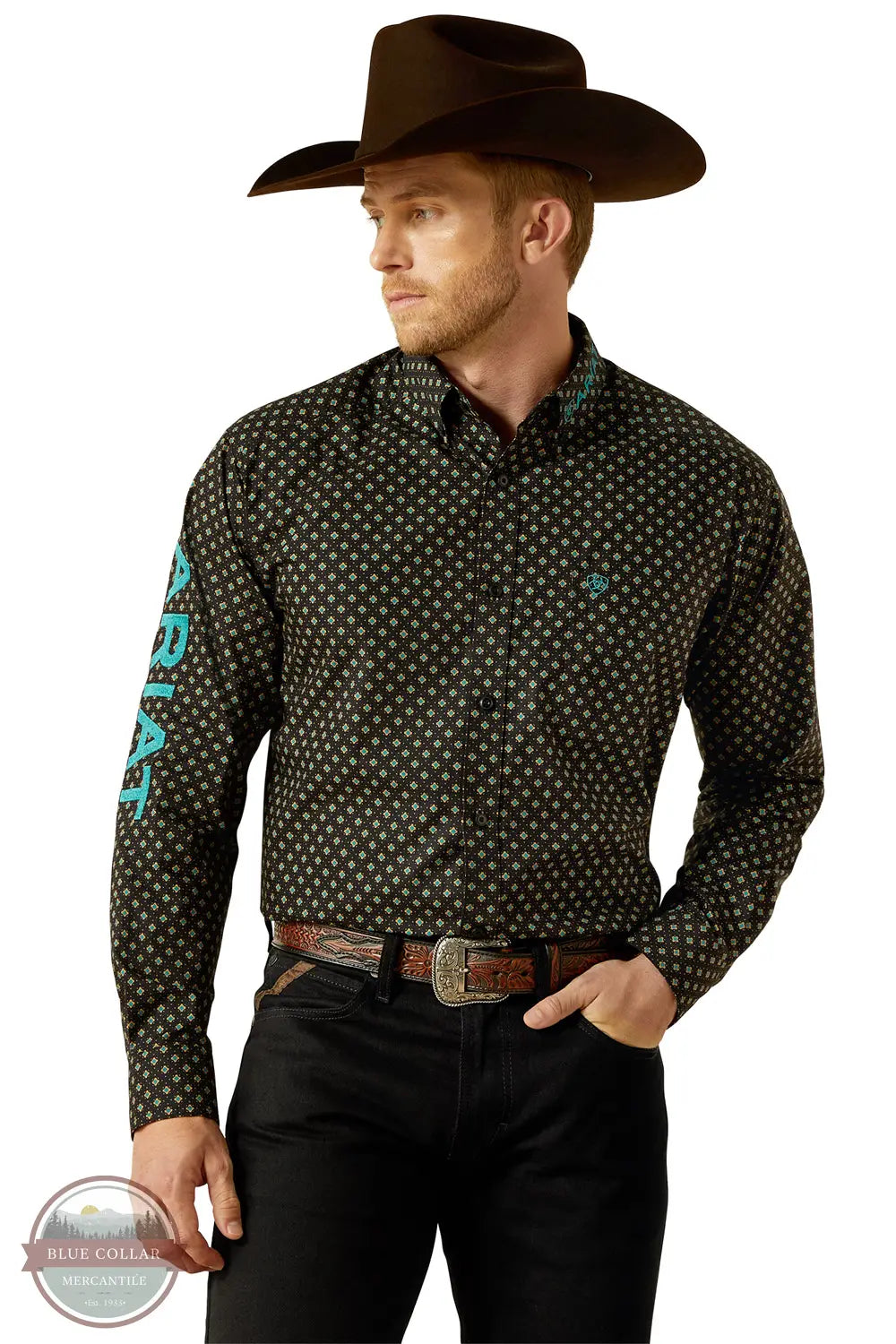 Ariat 10062253 Team Philbert Classic Print Long Sleeve Shirt in Black, front