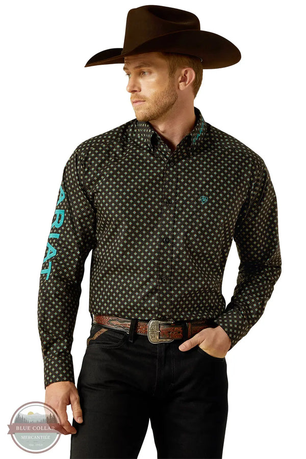 Ariat 10062253 Team Philbert Classic Print Long Sleeve Shirt in Black, front
