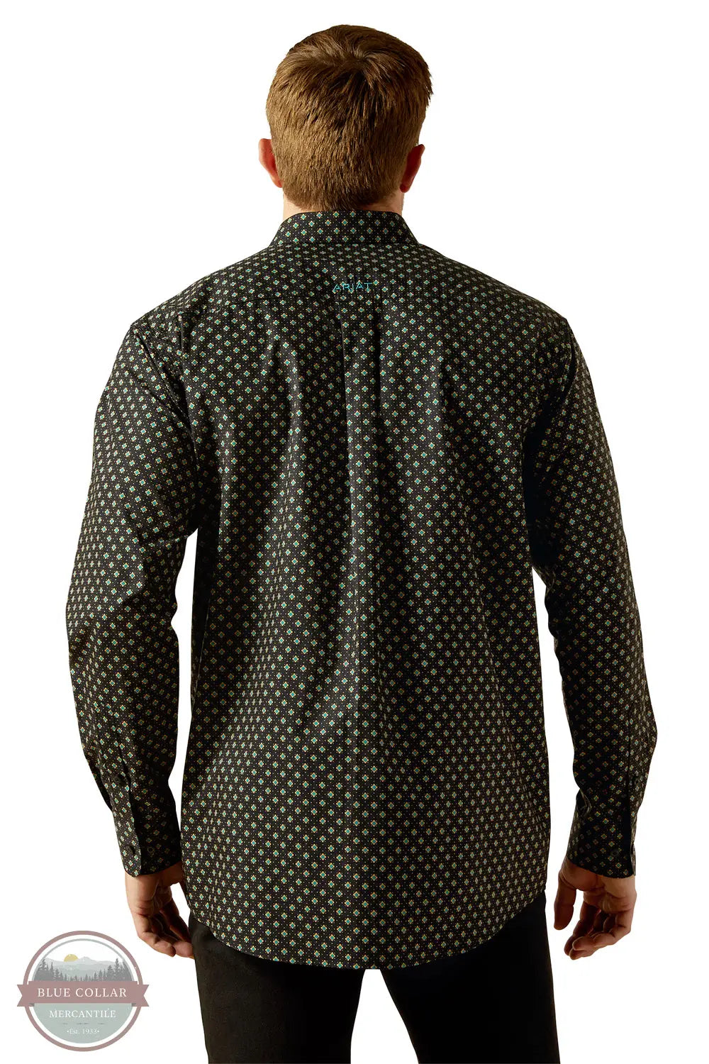 Ariat 10062253 Team Philbert Classic Print Long Sleeve Shirt in Black, rear