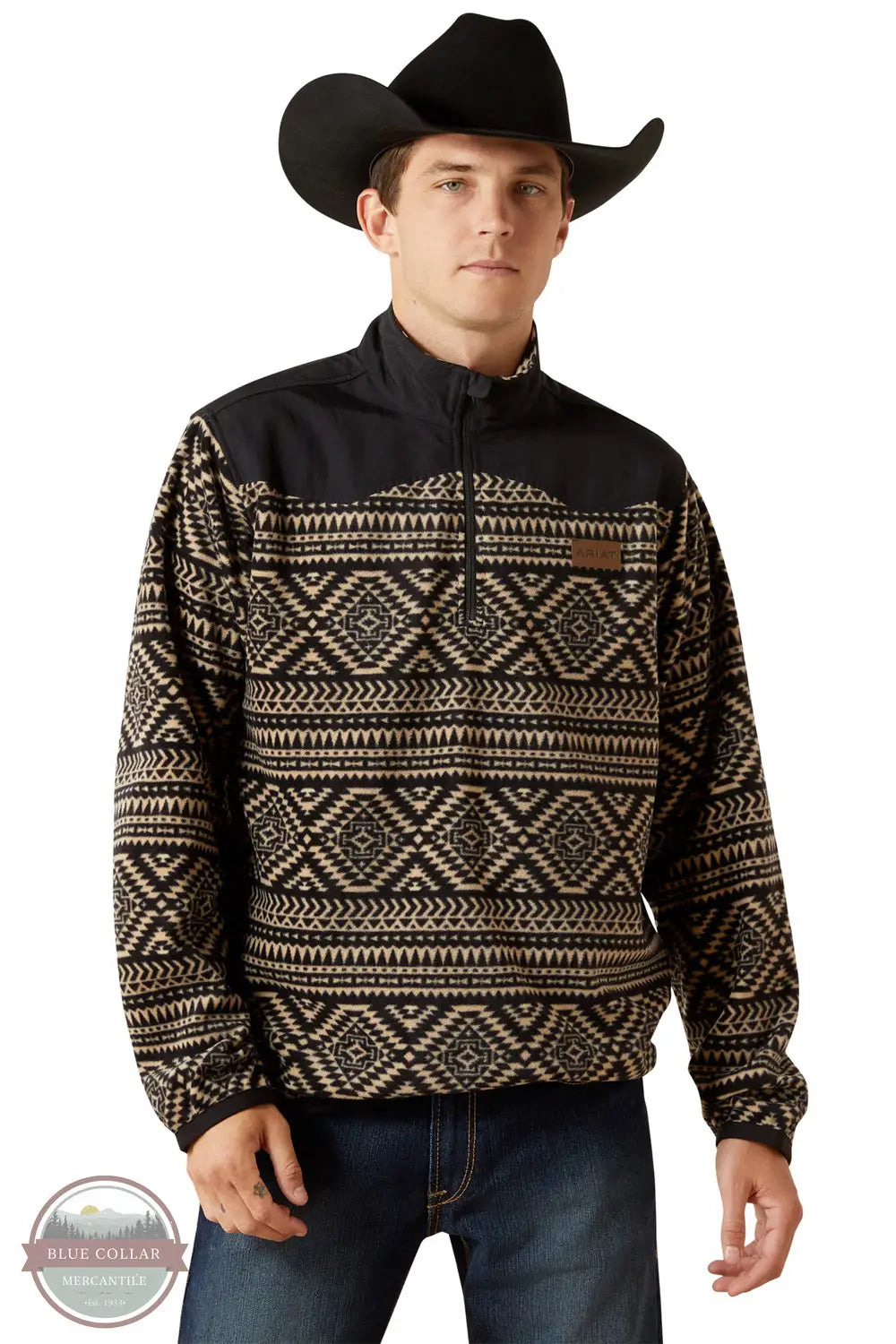 Ariat 10062486 Basis Southwest Fleece Sweater in Black, front