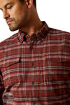 Ariat 10062522 Rebar Flannel DuraStretch Plaid Long Sleeve Shirt in Red, zoom