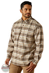 Ariat 10062523 Rebar Flannel DuraStretch Plaid Long Sleeve Shirt in Tan, front