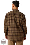Ariat 10062531 Rebar Flannel DuraStretch Plaid Long Sleeve Shirt in Brown, rear
